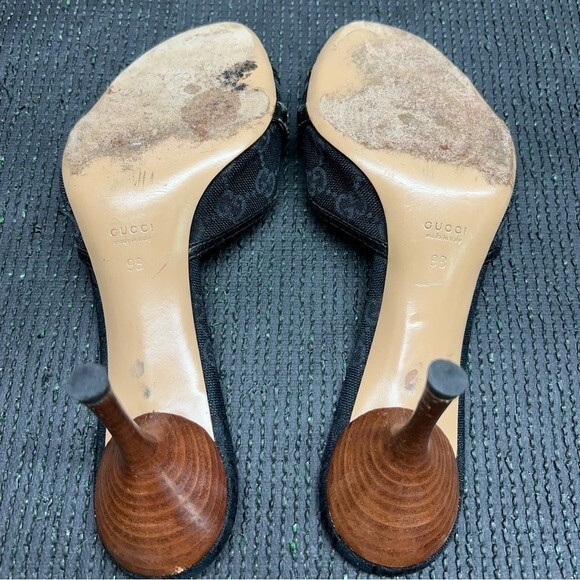 Gucci Black Open Toe Bambo Heels Size 9 - Picture 12 of 12